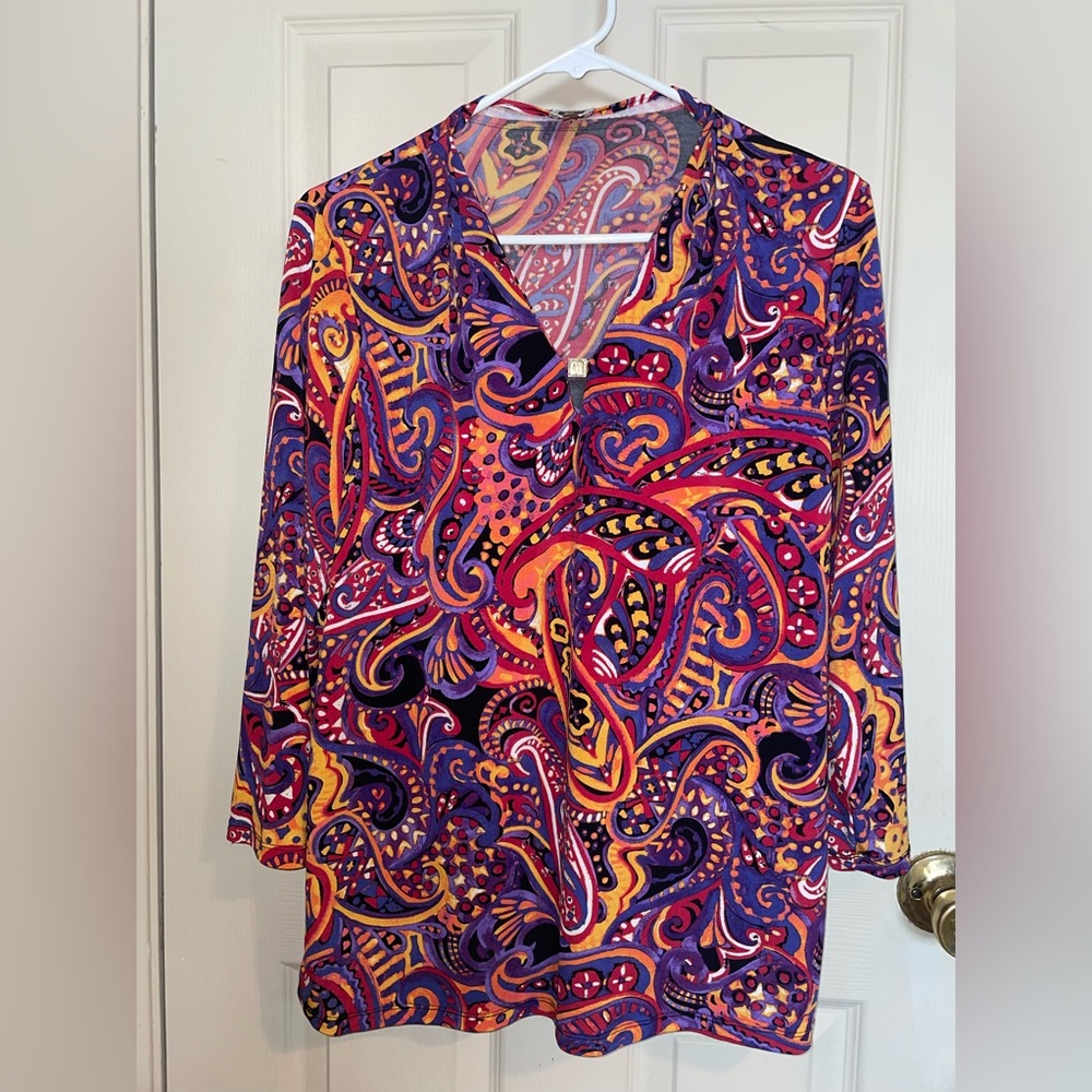 Anne Klein Paisley top size large